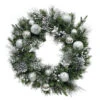 Holiday Living Indoor Battery-Operated Green Silver Artificial Christmas Wreath Warm White LED 30-in