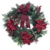 Holiday Living Indoor Artificial Christmas Wreath Warm White LED Poinsettia And Ribbon 30-in -Northlight Sales Store 14375903