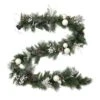 Holiday Living Indoor Pre-Lit White Ball Ornament And Pine Cone Christmas Garland Warm White LED 9-ft