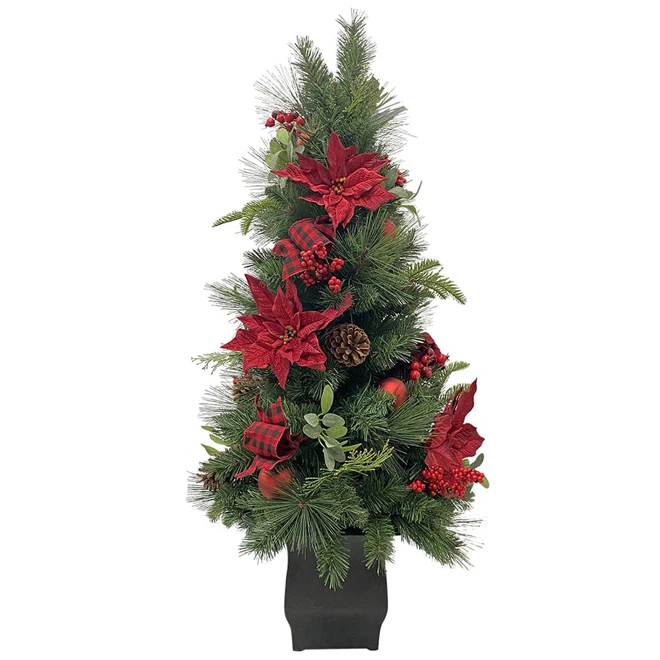 Holiday Living Pre-Lit Artificial Christmas Tree With Red Poinsettia 4-ft 3 Holiday Living Pre-Lit Artificial Christmas Tree With Red Poinsettia 4-ft