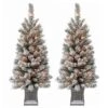 Holiday Living Set Of Two 4-ft Pre-Lit Frosted Porch Christmas Trees -Northlight Sales Store 17745124
