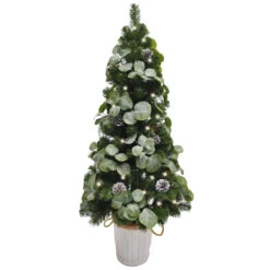 Holiday Living Christmas Eucalyptus Tree With LED Light And Pot 4-ft