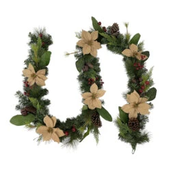 Holiday Living Christmas Guirland With Pines And Poinsettia 9-ft
