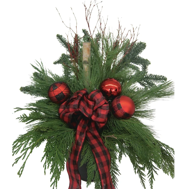 Christmas Arrangement With Ornaments - 9.5-in - Green 3 Christmas Arrangement With Ornaments - 9.5-in - Green