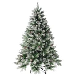 Northlight Flocked Angel Artificial Christmas Tree - Pine With Cones - 7' - Unlit - Green