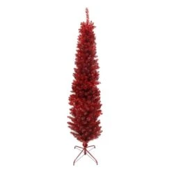 Northlight Artificial Tinsel Pencil Christmas Tree - 6-ft X 20-in Red