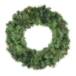 Northlight Pre-Lit Canadian Pine Artificial Christmas Wreath - Multi Lights - 24-in