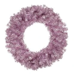 Northlight Metallic Pink Artificial Double Tinsel Christmas Wreath - Unlit - 24-in