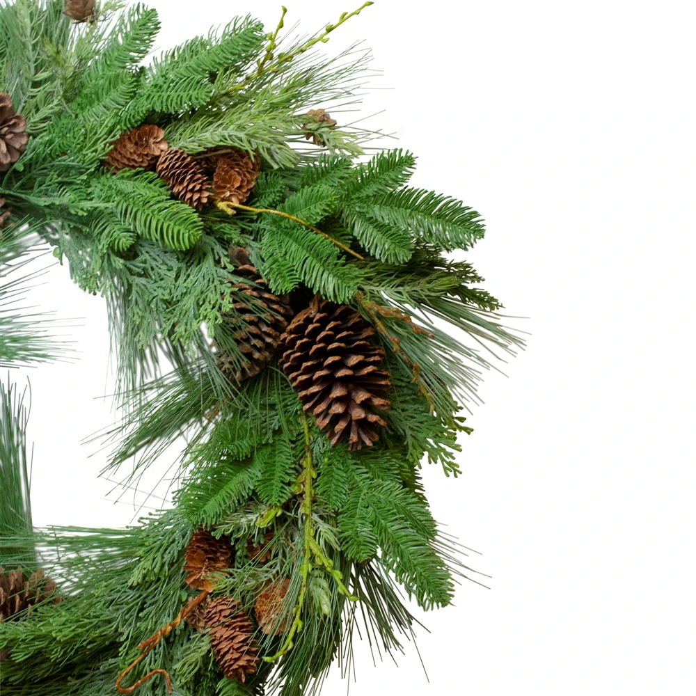 Northlight Pine Cone And Cedar Artificial Christmas Wreath - Unlit - 32-in 4 Northlight Pine Cone And Cedar Artificial Christmas Wreath - Unlit - 32-in - Image 2