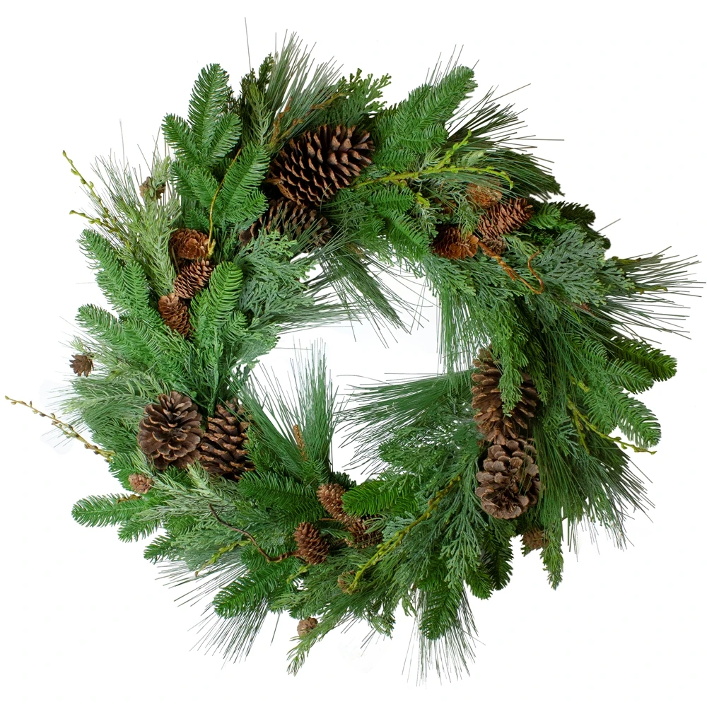 Northlight Pine Cone And Cedar Artificial Christmas Wreath - Unlit - 32-in 3 Northlight Pine Cone And Cedar Artificial Christmas Wreath - Unlit - 32-in
