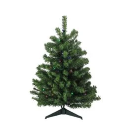 Northlight Pre-Lit Full Canadian Pine Artificial Christmas Tree - Multi Lights - 3-ft
