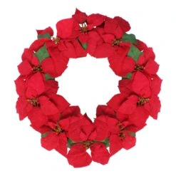 Northlight Red Artificial Poinsettia Flower Christmas Wreath - Unlit - 24-in