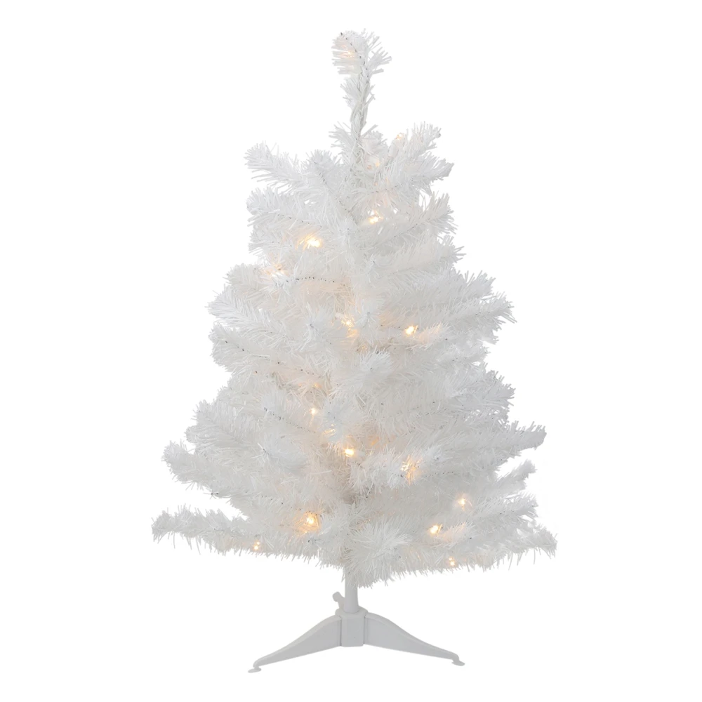 Northlight Pre-Lit White Medium Artificial Christmas Tree - Clear LED Lights - 2-ft 3 Northlight Pre-Lit White Medium Artificial Christmas Tree - Clear LED Lights - 2-ft
