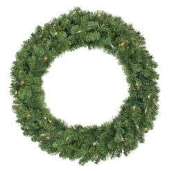 Northlight Pre-Lit Canadian Pine Artificial Christmas Wreath - Clear Lights - 36-in
