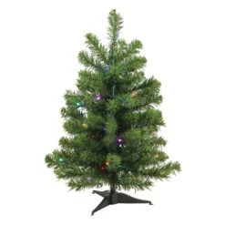 Northlight Pre-Lit Medium Canadian Pine Artificial Christmas Tree - Multicolor Lights - 2-ft