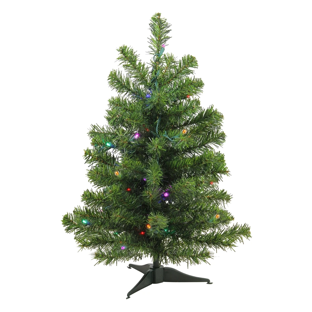Northlight Pre-Lit Medium Canadian Pine Artificial Christmas Tree - Multicolor Lights - 2-ft 3 Northlight Pre-Lit Medium Canadian Pine Artificial Christmas Tree - Multicolor Lights - 2-ft