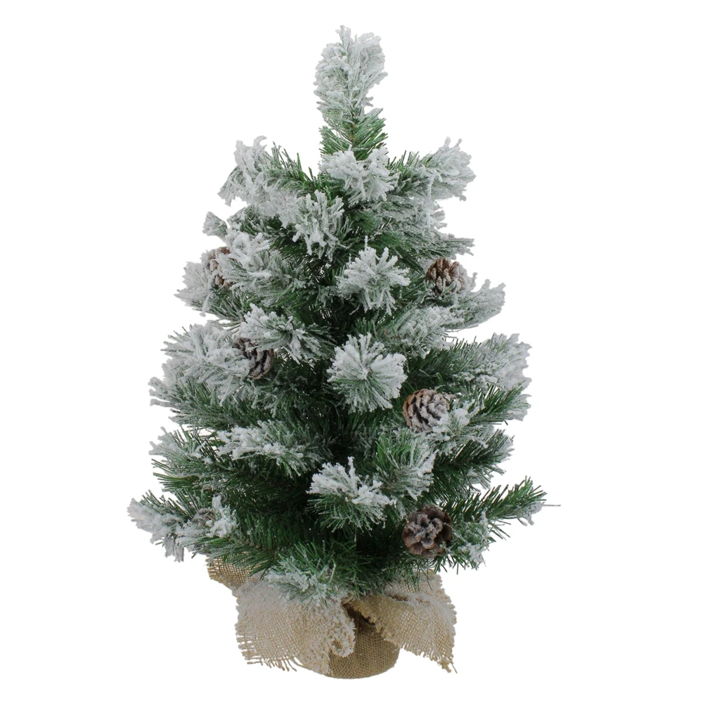 Northlight Flocked Pine Artificial Christmas Tree In Burlap Base - Unlit - 24-in 3 Northlight Flocked Pine Artificial Christmas Tree In Burlap Base - Unlit - 24-in