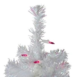 Northlight Pre-Lit White Iridescent Pine Slim Artificial Christmas Tree - Pink Lights - 3-ft -Northlight Sales Store 330748867 AlternateImage2