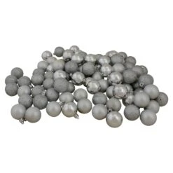 Northlight Silver Shatterproof Christmas Ball Ornaments - 1.5-in - 91-Pcs