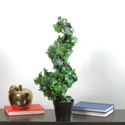 Northlight Potted Ivy Spiral Topiary Artificial Christmas Tree - Unlit - 1.8' - Green And Black -Northlight Sales Store 330749367 AlternateImage1