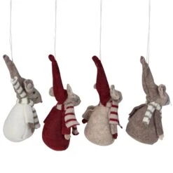 Northlight Chubby Standing Mice Christmas Ornaments 5.5-in - Red And Gray - 4 Piece -Northlight Sales Store 330751516 AlternateImage2