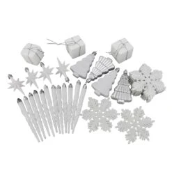 Northlight Shatterproof 4-Finish Christmas Ornaments - Winter White - 125-Piece
