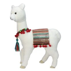Northlight White 14-in Plush Bohemian Standing Llama Christmas Tabletop Decoration