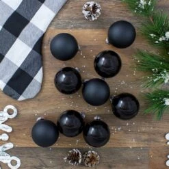 Northlight Shiny And Matte Glass Ball Christmas Ornaments - 2.5-in - Black - 9 Piece -Northlight Sales Store 330751538 AlternateImage3