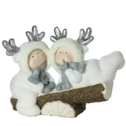 Northlight Silver 14-in Winter Smiling Chidren On Seesaw Christmas Tabletop Decoration