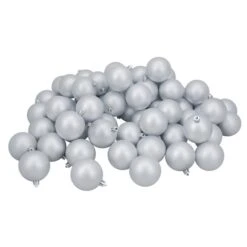 Northlight Shatterproof Matte Christmas Ball Ornaments - 2.5-in - Silver - 60 Piece