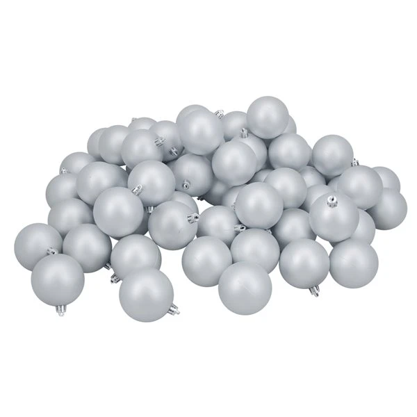 Northlight Shatterproof Matte Christmas Ball Ornaments - 2.5-in - Silver - 60 Piece 3 Northlight Shatterproof Matte Christmas Ball Ornaments - 2.5-in - Silver - 60 Piece