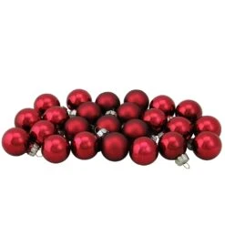 Northlight 2-Finish Glass Christmas Ball Ornaments - 1-in - Red - 24 Piece