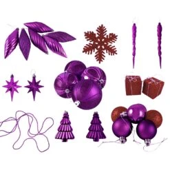 Northlight Shatterproof 3-Finish Christmas Ornaments - 5.5-in - Purple And Red - 125 Piece -Northlight Sales Store 330751619 AlternateImage1