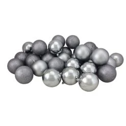 Northlight Shatterproof 4-Finish Christmas Ball Ornaments - 3.25-in - Pewter Gray - 32 Piece -Northlight Sales Store 330751621 AlternateImage1