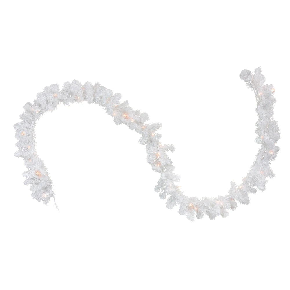 Northlight Pre-Lit Artificial Christmas Garland - Clear Lights - 9-ft X 12-in - Snow White 3 Northlight Pre-Lit Artificial Christmas Garland - Clear Lights - 9-ft X 12-in - Snow White