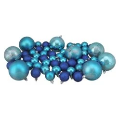 Northlight Shatterproof 4-Finish Christmas Ornaments - 5.5-in - Peacock Blue - 125-Piece