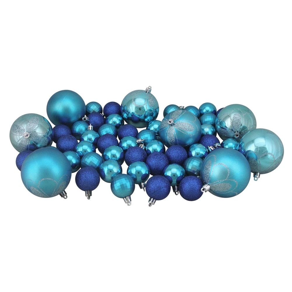 Northlight Shatterproof 4-Finish Christmas Ornaments - 5.5-in - Peacock Blue - 125-Piece 3 Northlight Shatterproof 4-Finish Christmas Ornaments - 5.5-in - Peacock Blue - 125-Piece