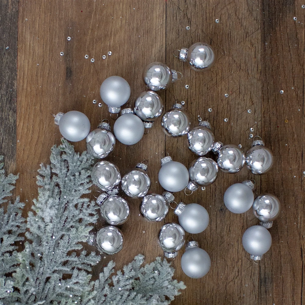 Northlight Glass Christmas Ball Ornaments - 1-in - Silver - 24 Piece 4 Northlight Glass Christmas Ball Ornaments - 1-in - Silver - 24 Piece - Image 2