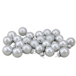 Northlight Glass Christmas Ball Ornaments - 1-in - Silver - 24 Piece