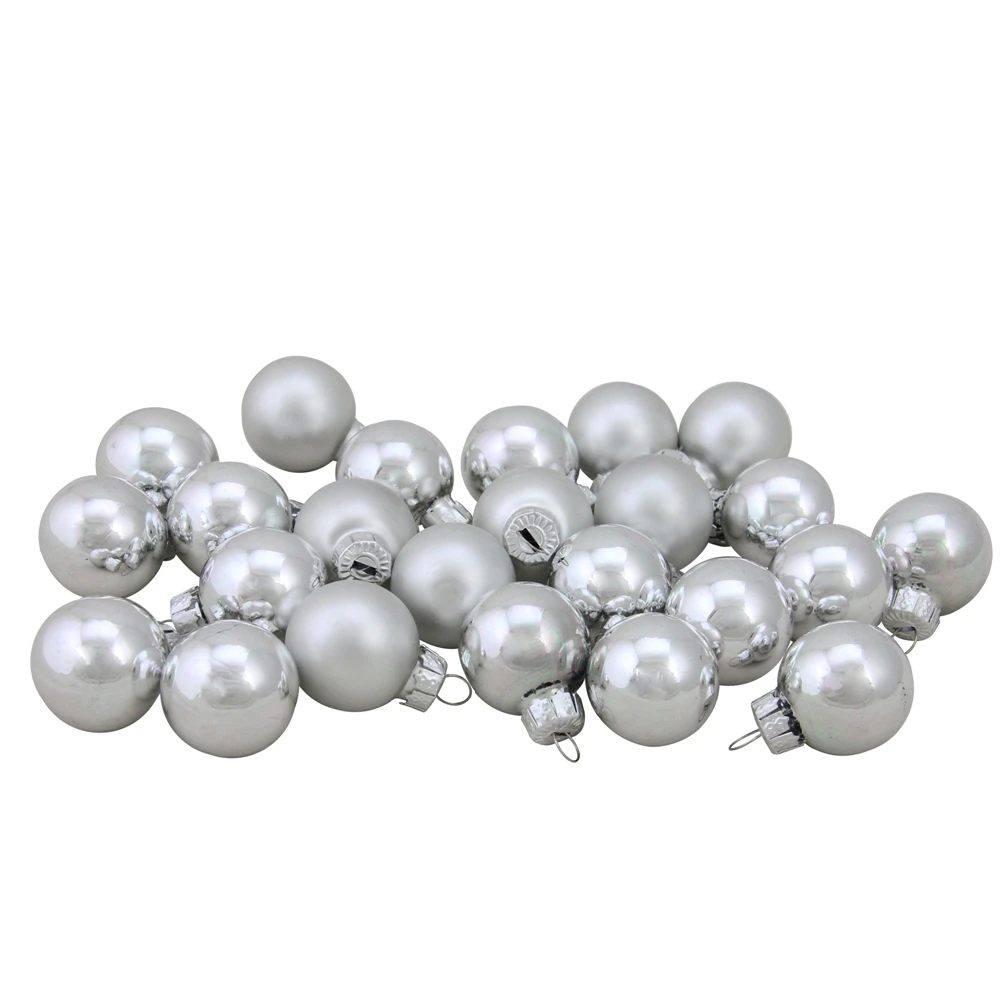 Northlight Glass Christmas Ball Ornaments - 1-in - Silver - 24 Piece 3 Northlight Glass Christmas Ball Ornaments - 1-in - Silver - 24 Piece