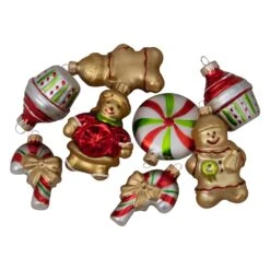 Northlight Gingerbread Men Christmas Ornaments - 3-in - Gold And Red - 8 Piece