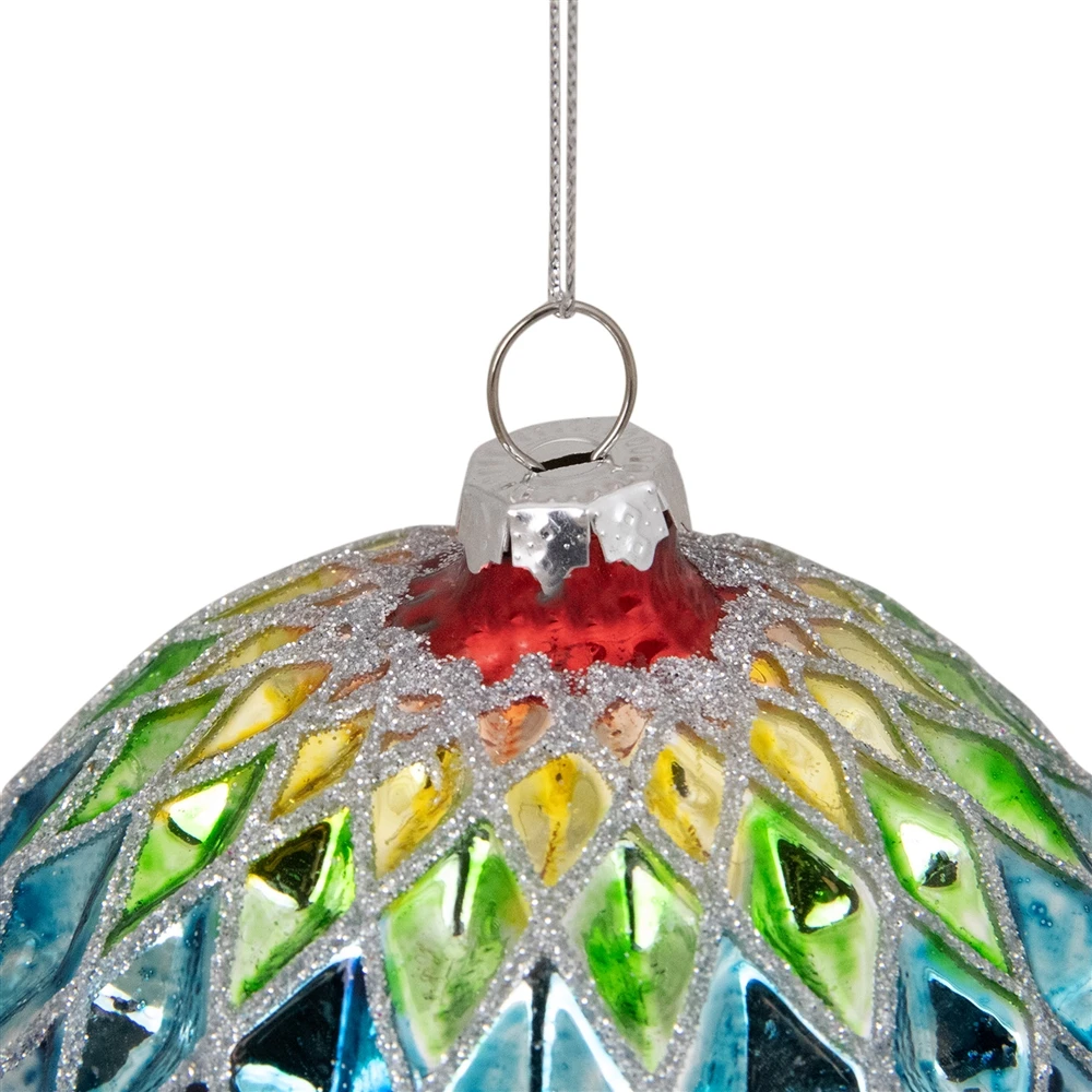 Northlight 2-Finish Vibrantly Colored Harlequin Glass Christmas Ball Ornament - 3.75-in 5 Northlight 2-Finish Vibrantly Colored Harlequin Glass Christmas Ball Ornament - 3.75-in - Image 3