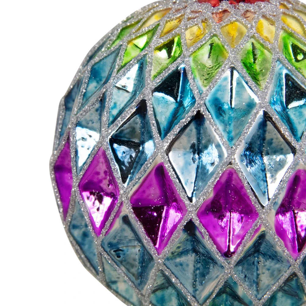 Northlight 2-Finish Vibrantly Colored Harlequin Glass Christmas Ball Ornament - 3.75-in 6 Northlight 2-Finish Vibrantly Colored Harlequin Glass Christmas Ball Ornament - 3.75-in - Image 4