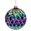 Northlight 2-Finish Vibrantly Colored Harlequin Glass Christmas Ball Ornament - 3.75-in