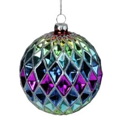 Northlight 2-Finish Vibrantly Colored Harlequin Glass Christmas Ball Ornament - 3.75-in