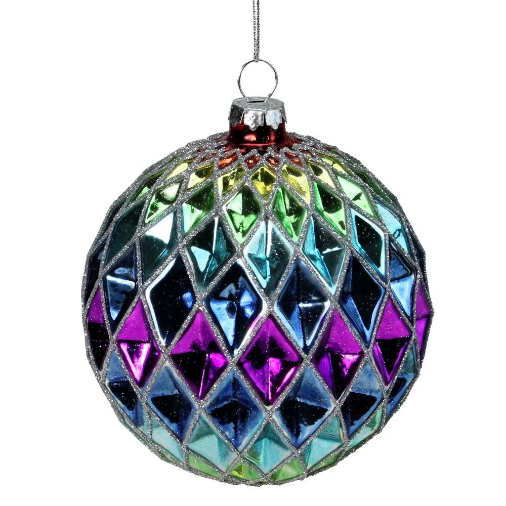 Northlight 2-Finish Vibrantly Colored Harlequin Glass Christmas Ball Ornament - 3.75-in 3 Northlight 2-Finish Vibrantly Colored Harlequin Glass Christmas Ball Ornament - 3.75-in