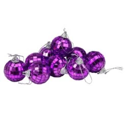 Northlight Shining Contemporary Christmas Ball Ornaments - 1.5-in - Purple - 9 Piece
