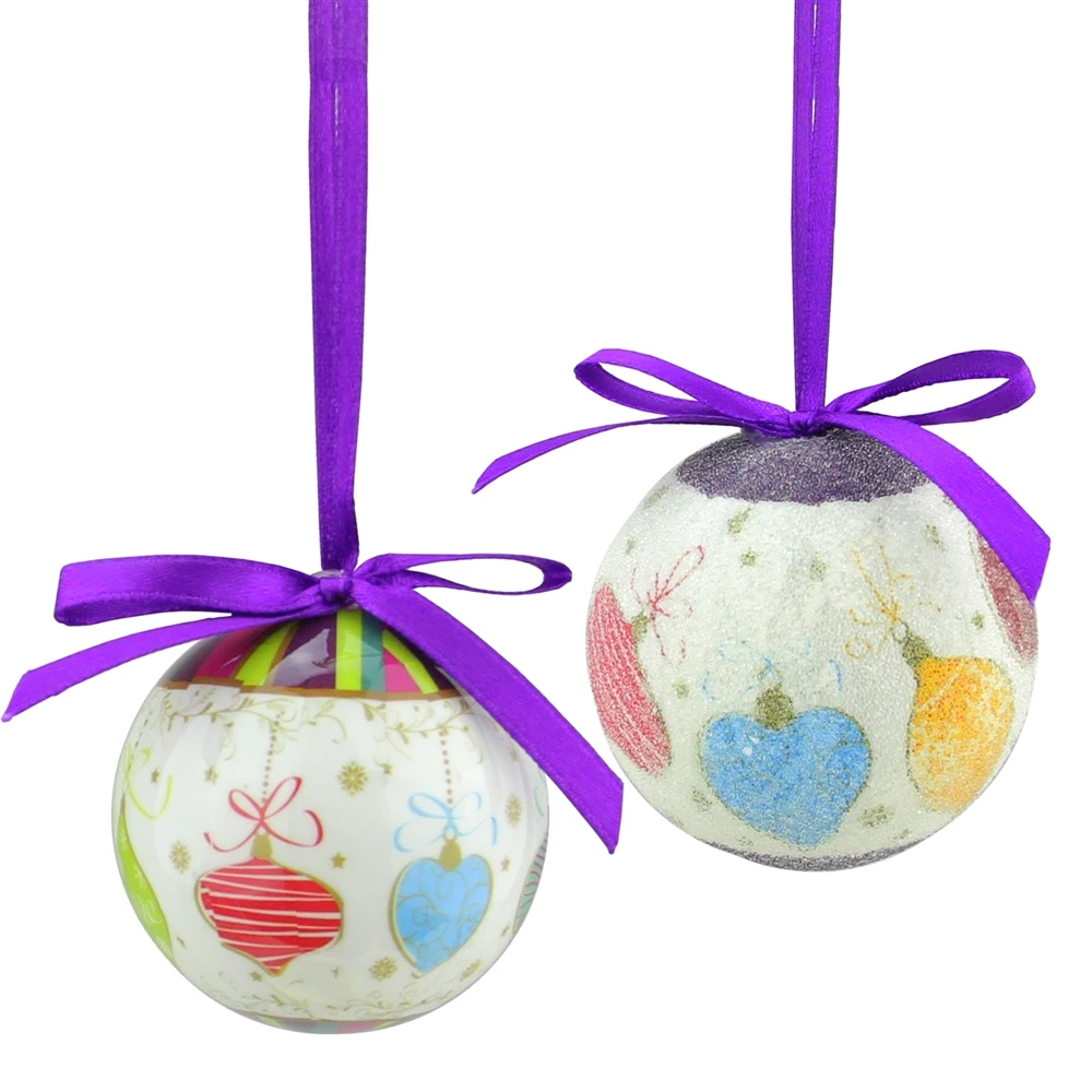 Northlight Shatterproof Decoupage Christmas Ball Ornaments - 1.75-in - Purple And White - 10-Piece 3 Northlight Shatterproof Decoupage Christmas Ball Ornaments - 1.75-in - Purple And White - 10-Piece