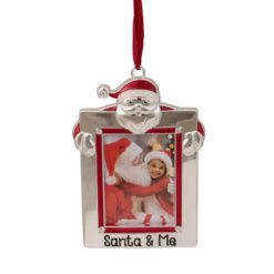 Northlight "Santa And Me" Photo Frame Christmas Ornament With Crystals - 3.5-in - Silver