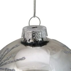 Northlight Shiny Mirrored With Glitter Snowflakes Christmas Ball Ornament - 4-in - Silver -Northlight Sales Store 330751830 AlternateImage1